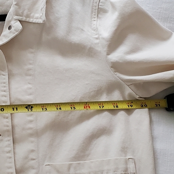 Arket Cotton Denim Chore Coat Jacket, White/Cream, M - Picture 8 of 13